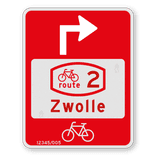 Fietsroutebord met nummer - 300x380mm