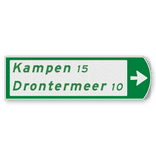 Fietswegwijzer met toeristische route rechtswijzend 753x225mm