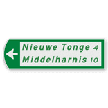Fietswegwijzer met toeristische route linkswijzend 753x225mm