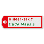 Fietswegwijzer met toeristische route linkswijzend 753x225mm