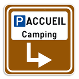 Panneau Touristique avec Pictogramme, Texte et Flèche