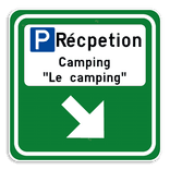 Panneau touristique - Pictogramme avec texte + flèche