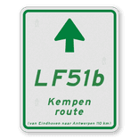 Fietsroutebord voor landelijke route met pijl - 300x380mm