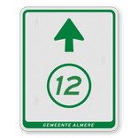 Tracébord voor fietsroute met knooppunt en pijl - 300x380mm