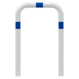 Beschermbeugel staal wit/blauw Ø76x750x1150mm met grondanker