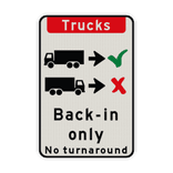 Verkeersbord - Trucks drive in backwards only