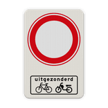 Verkeersbord gesloten voor verkeer uitgezonderd (brom)fietsers - reflecterend