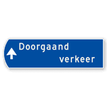 Handwegwijzer klein linkswijzend Doorgaand verkeer met pijl rechtdoor 990x295mm