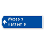 Handwegwijzer klein linkswijzend met pijl rechtdoor  990x295mm