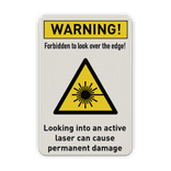 Veiligheidsbord - Warning for laser forbidden to look at - reflective