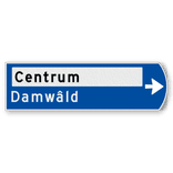 Handwegwijzer klein rechtswijzend met zwarte en witte tekst 990x295mm