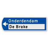 Handwegwijzer klein linkswijzend met witte en zwarte tekst 990x295mm