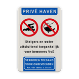 Verkeersbord prive haven verboden te zwemmen/vissen - reflecterend