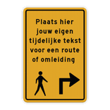 Verkeersbord eigen tekst 2:3 met pictogram en pijl - reflecterend