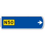 Handwegwijzer groot rechtswijzend met autowegnummer 1623x481mm