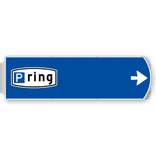 Handwegwijzer groot rechtswijzend met picto P-ring 1623x481mm
