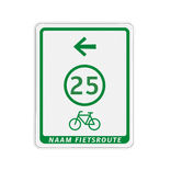 Fietsroutebord tracé met 1 bol en pijl - 300x380mm