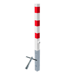 Anti parkeerpaal 70x70mm rood/wit - verwijderbaar met grondstuk