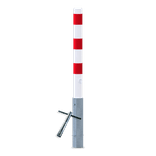 Afzetpaal rond uitneembaar met grondstuk en driekantslot - Ø89-108mm rood/wit -