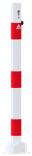 Absperrpfosten Stahlrohr Ø60-76mm rot weiß - klappbar mit Bodenhülse