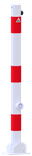 Absperrpfosten Stahlrohr Ø60-76mm rot weiß - klappbar mit Bodenhülse