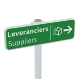 Verkeersbord route leverancier met pijl + icoon - groen - reflecterend
