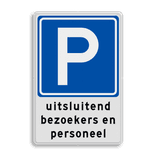 Parkeerbord RVV E04 + bezoekers / personeel bedrijfsnaam
