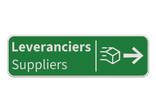 Verkeersbord route leverancier met pijl + icoon - groen - reflecterend