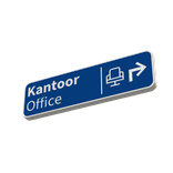 Verkeersbord route kantoor met pijl + icoon - blauw - reflecterend