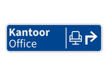 Verkeersbord route kantoor met pijl + icoon - blauw - reflecterend