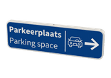 Verkeersbord route parkeerplaats met pijl + icoon - blauw - reflecterend
