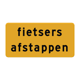 Verkeersbord fietsers afstappen - Werk in uitvoering - reflecterend