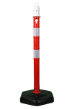 Kunststof afzetpaaltjes met ketting rood/wit met vaste voet - set 6 stuks