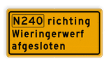 Verkeersbord 2:1 eigen tekst geel/zwart reflecterend