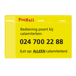 Waarschuwingsbord ProRail - Bediening poort bij calamiteit - 300x190mm
