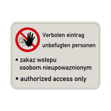 Verbotsschild Zutritt verboten - Mehrsprachig deutsch, polnisch und englisch - reflektierend