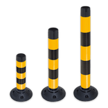 Kunststoff flexibler Absperrpfosten gelb/schwarz Ø80mm – überfahrbar