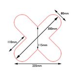 Vloersticker X-vorm zelfklevend geel - 300x300mm