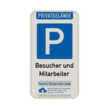Parkplatzschild für Besucher und Mitarbeiter mit Logo