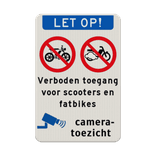 Verkeersbord terrein verboden voor scooters en fatbikes - reflecterend