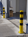 Rammschutzpoller Ø152x1000mm Stahl verzinkt oder gelb/schwarz - mit Bodenplatte