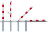 Anti parkeerpaal neerklapbaar staal met hef- en kantelmechanisme, grondstuk en driekantslot