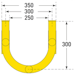 Rohrschutzbügel Stahl 180° – gelb/schwarz - Wandmontage - 1000mm/1500mm