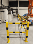Beschermhek TS3 veiligheidsrailing staal geel/zwart - begin/midden/hoek palen vast