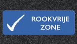 Wegmarkering thermoplast - Rookvrije zone met vinkje blauw/wit - 700x250mm