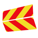 Voertuigmarkering borden chevron geel/rood reflecterend - 750x280mm - set 2 stuks