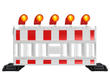 Absperrschrankengitter EURO2 type NOX, komplett mit Leuchtbaken und Fußplatten