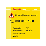 Waarschuwingsbord ProRail - Bij aanrijding met viaduct - 300x280mm