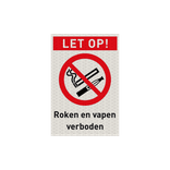 Veiligheidspictogram P002x - Roken en vapen verboden - reflecterend