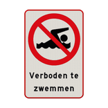 Verbodsbord hier is zwemmen verboden - reflecterend